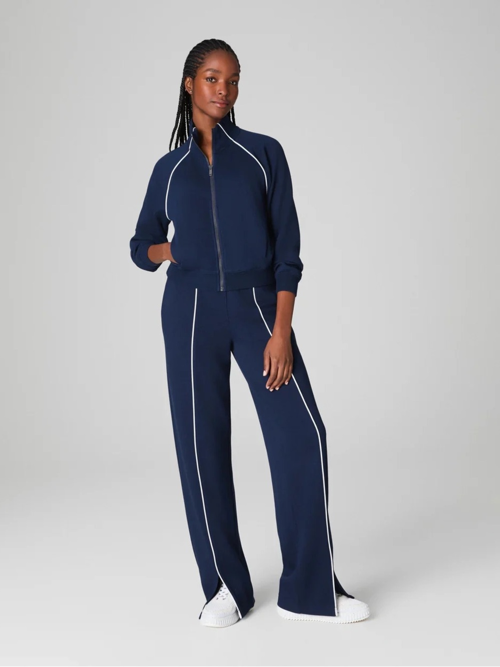 NWT Spanx Air Essentials Pique Straight Leg Navy Pants Size Large